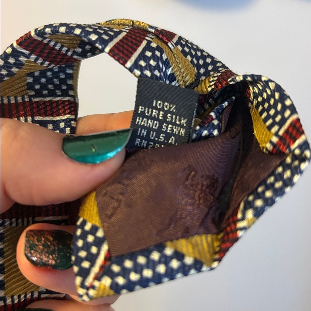 Burberrys of London Vintage Silk Hand Sewn Geometric Checkerboard Necktie Tie - Picture 7 of 12